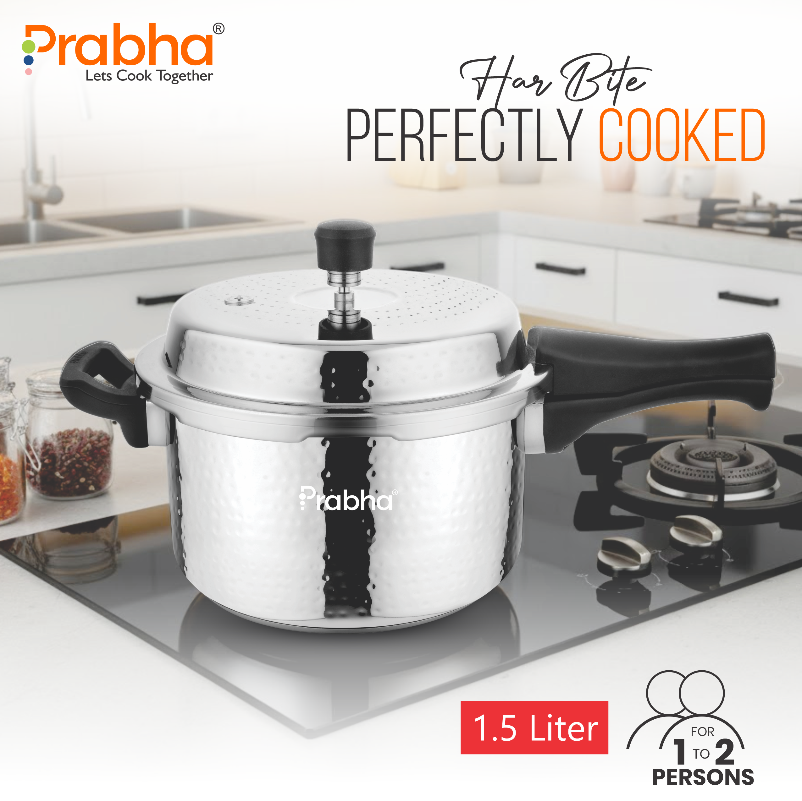 Vista Stainless Steel IB Outer Lid Pressure Cooker Hammered