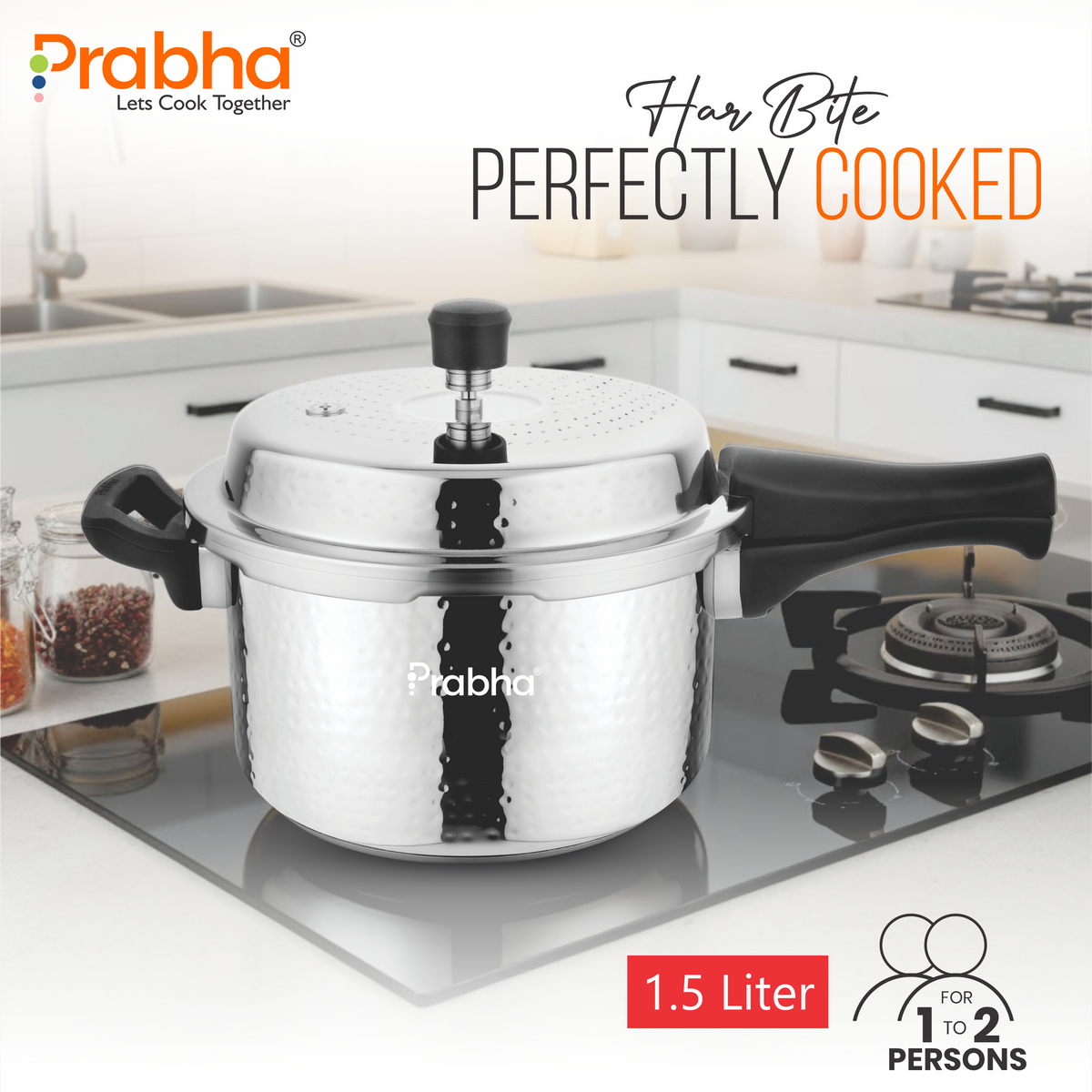 Vista Stainless Steel IB Outer Lid Pressure Cooker Hammered