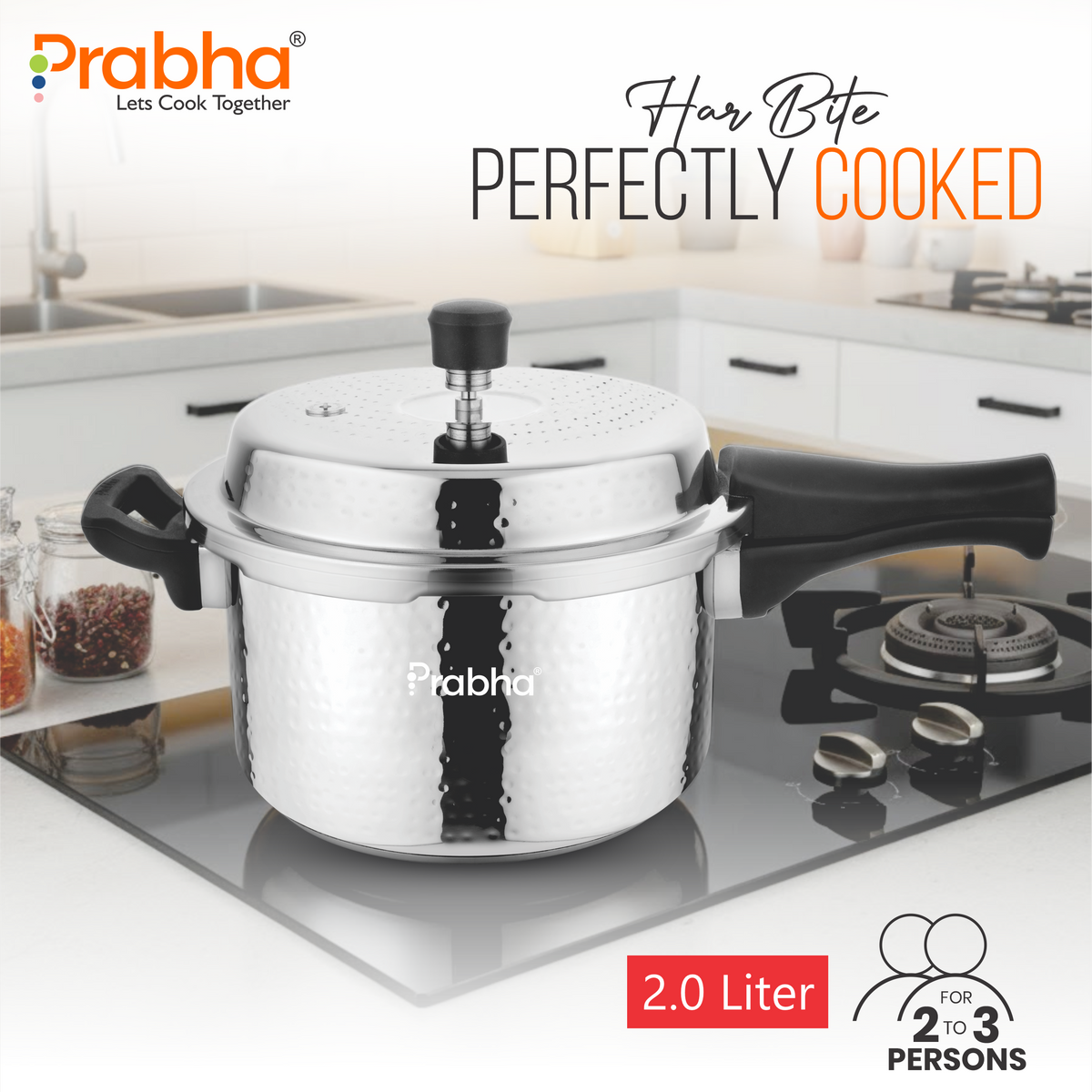 Vista Stainless Steel IB Outer Lid Pressure Cooker Hammered