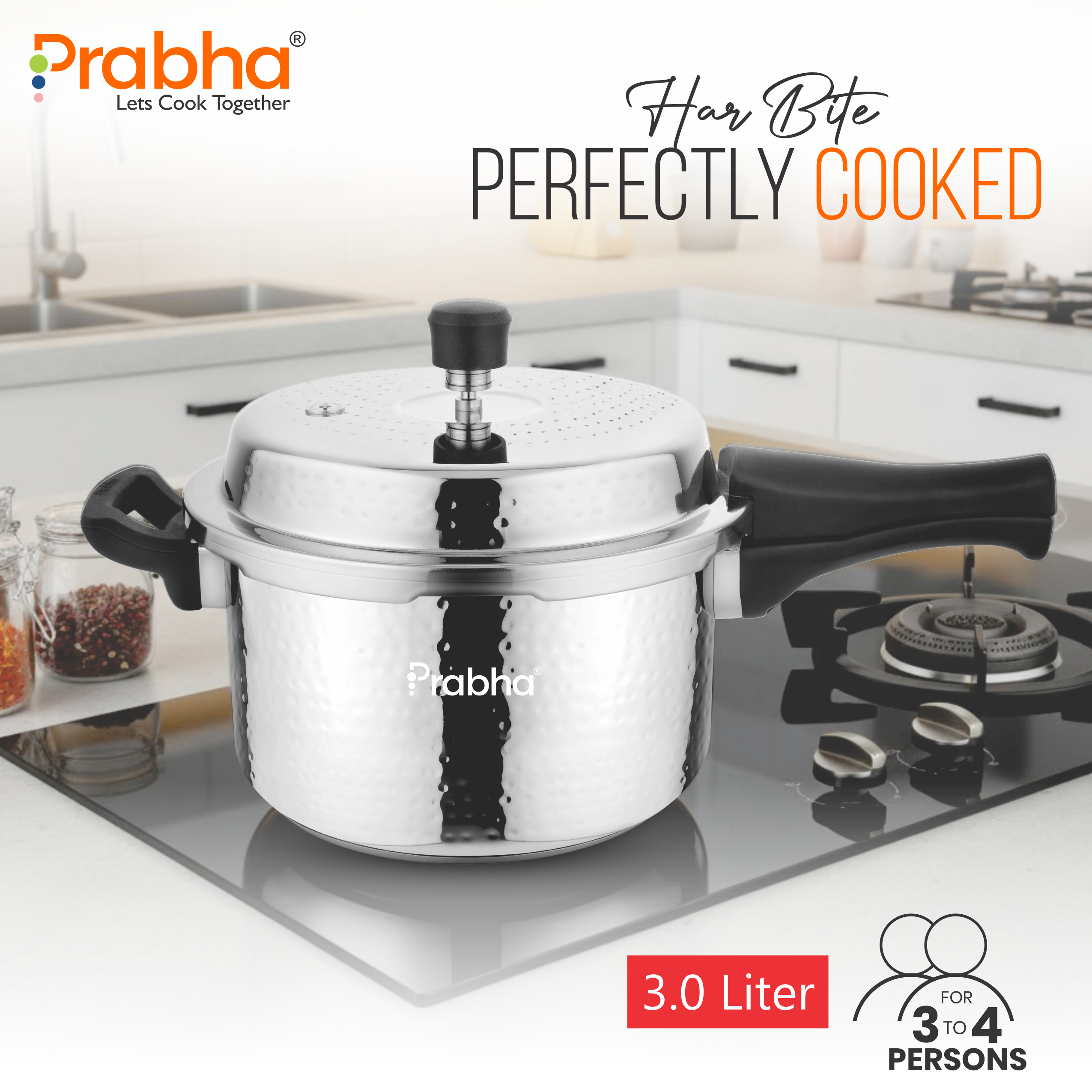 Vista Stainless Steel IB Outer Lid Pressure Cooker Hammered