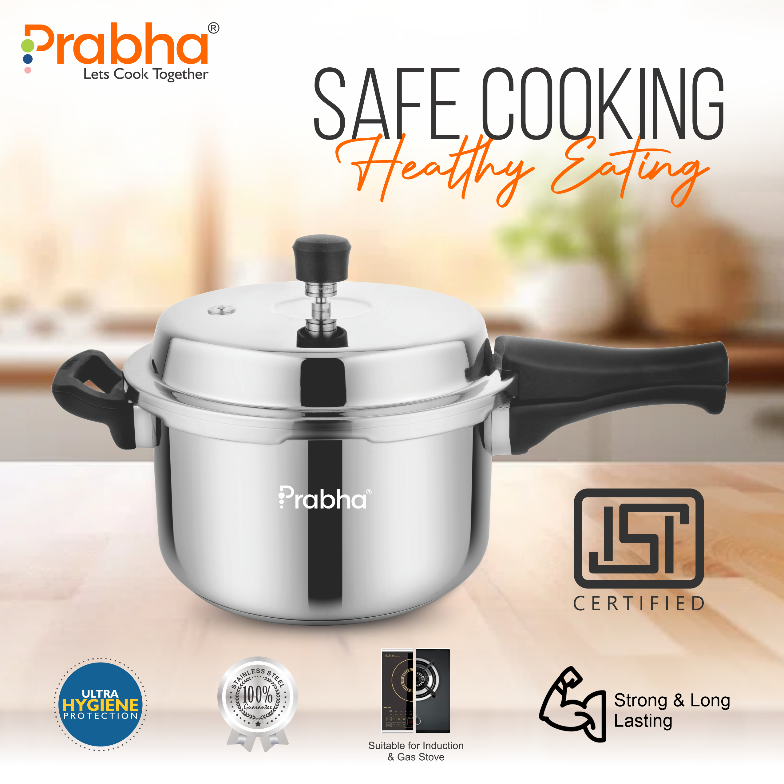 Vista Stainless Steel IB Outer Lid Pressure Cooker