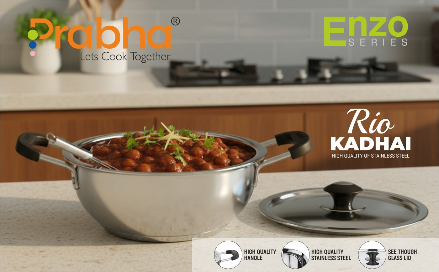 Rio IB Kadhai with Steel Lid Induction Friendly Cookpot