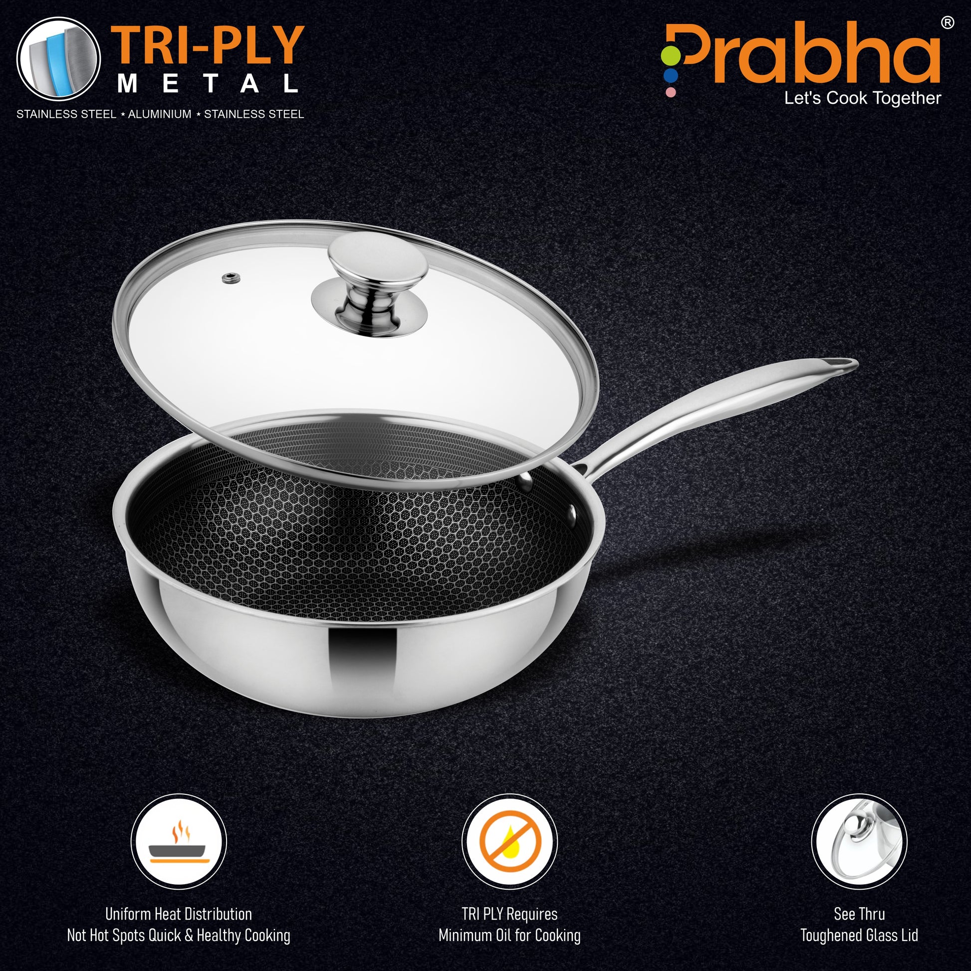 Triply Hexa Cube Wok With Lid