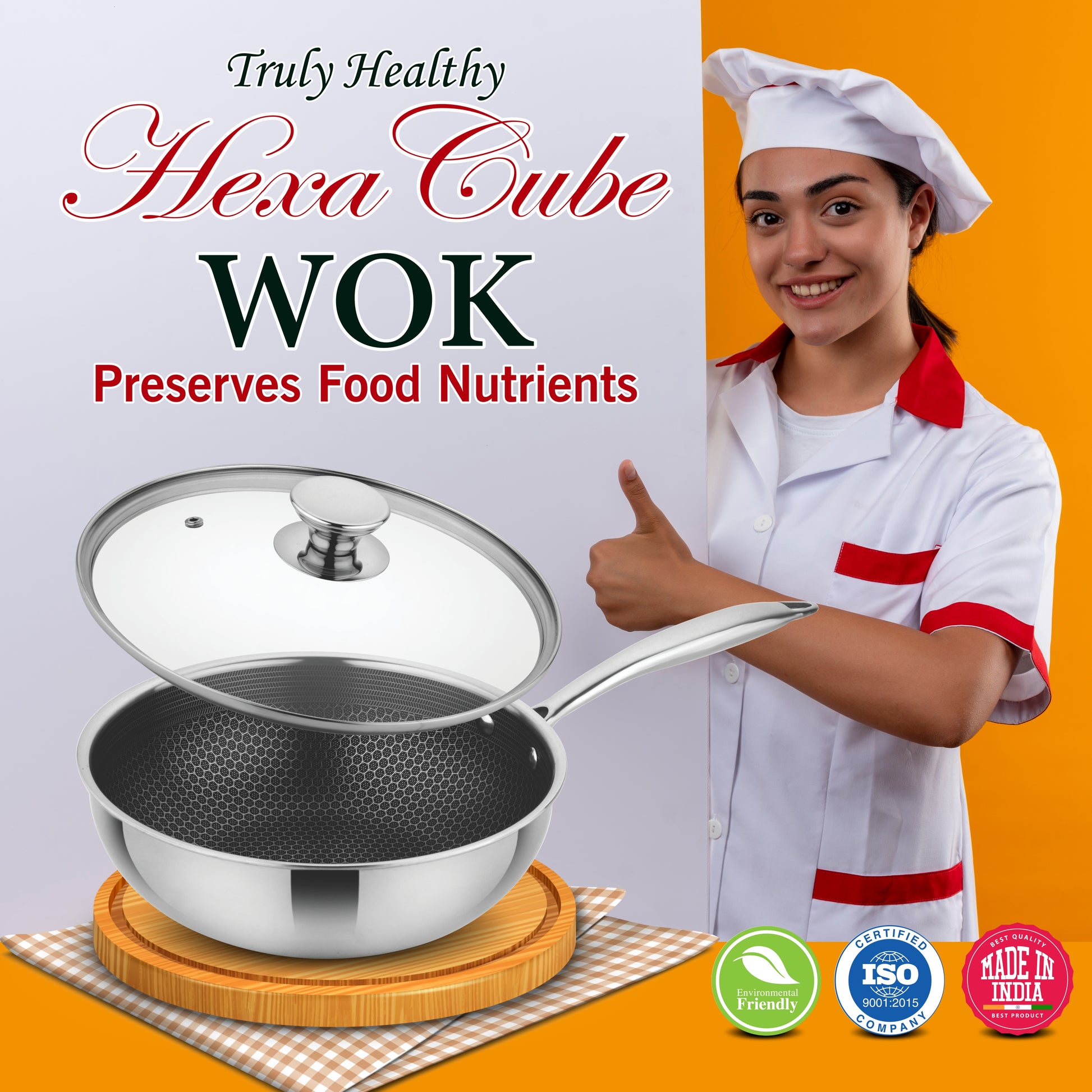 Triply Hexa Cube Wok With Lid