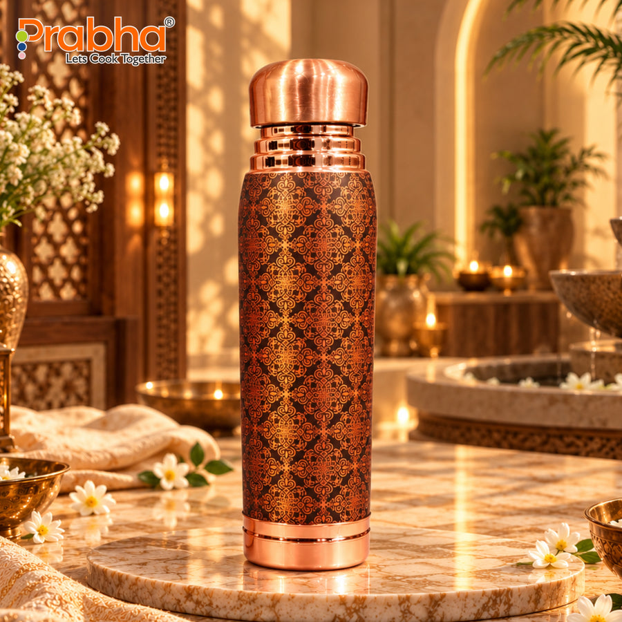 Premium Mystic Art Copper Bottle 1000ml | Designer Copper Drinkware