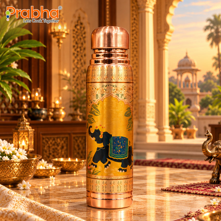 Premium Gajraj Art Pure Copper Bottle – 1000 ml| Designer Copper Drinkware