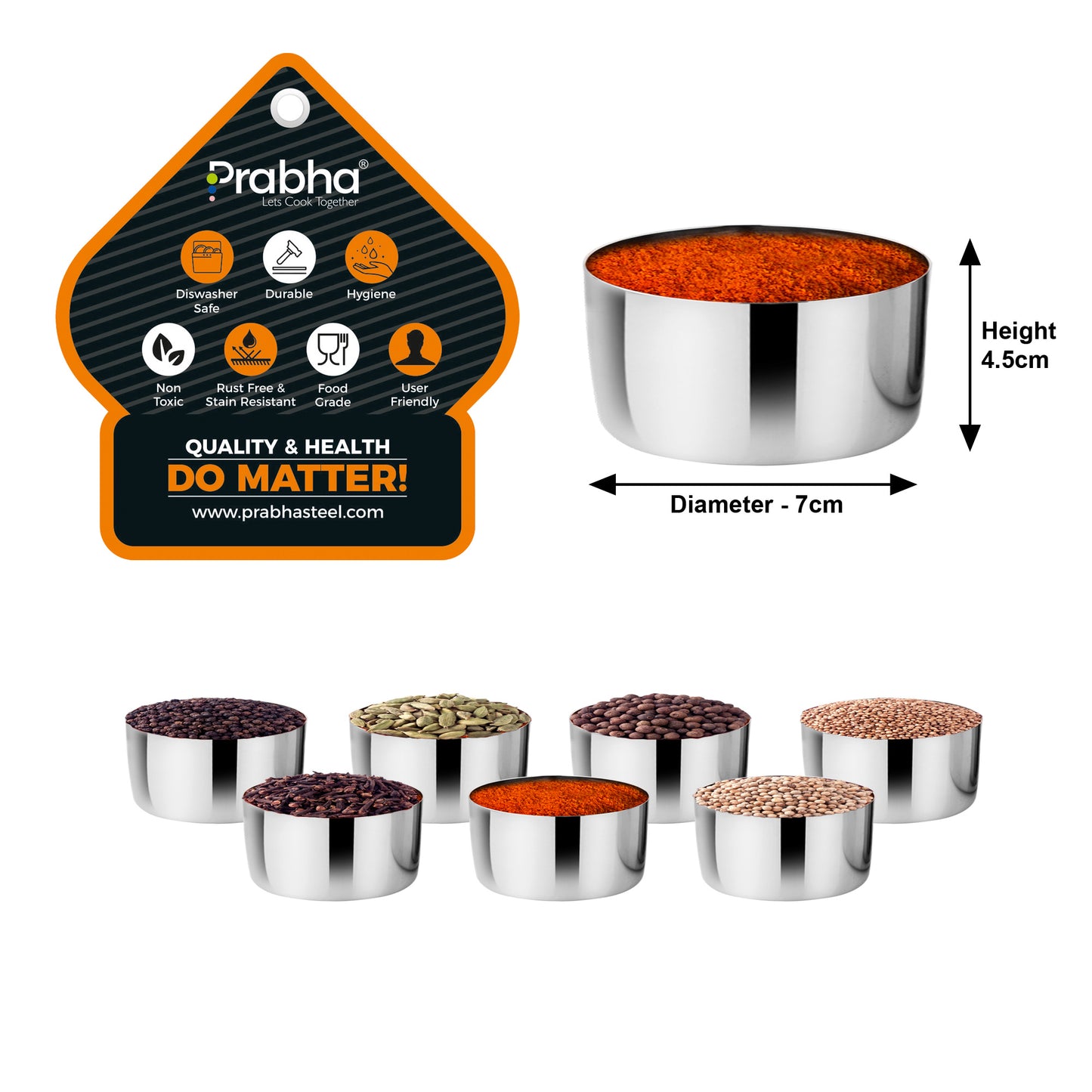 Stainless Steel Eye Candy Spice Box, See Through Glass Lid
