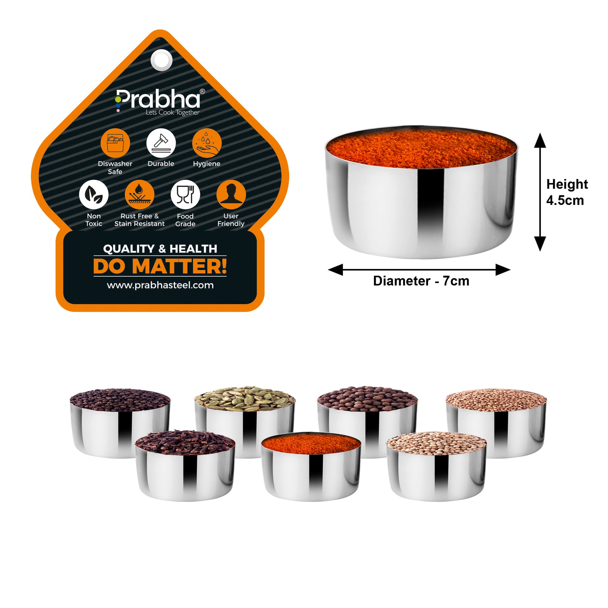 Stainless Steel Eye Candy Spice Box, See Through Glass Lid