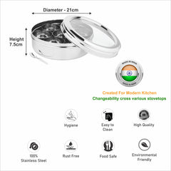 Stainless Steel Eye Candy Spice Box, See Through Glass Lid