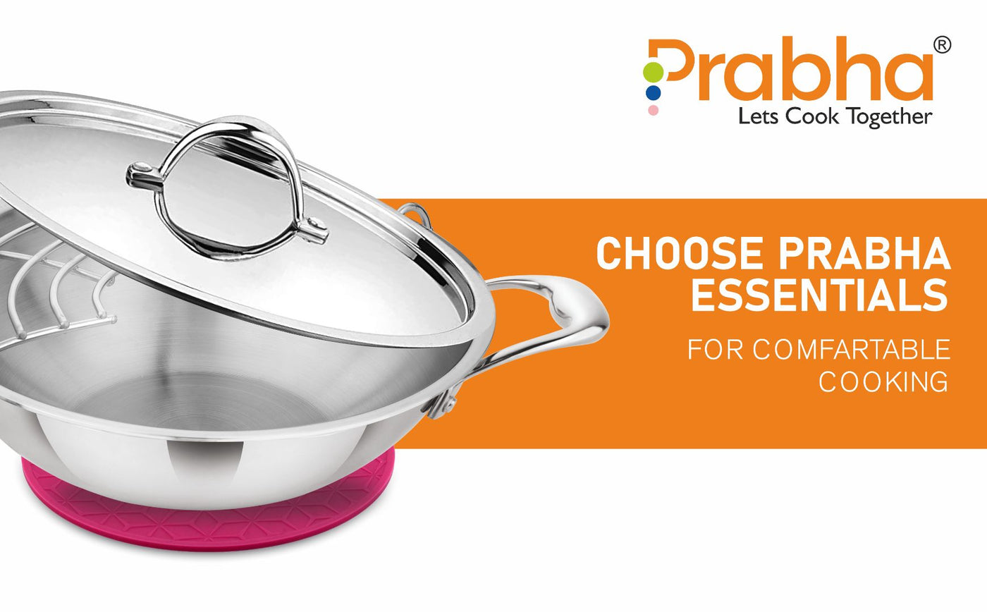 Prima Triply Kadhai Flat Bottom With Lid