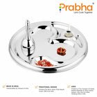 Stainless Steel Om Puja Thali with Ring Bell(Ghanti), for Home and Office Temple