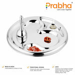 Load image into Gallery viewer, Stainless Steel Om Puja Thali with Ring Bell(Ghanti), for Home and Office Temple