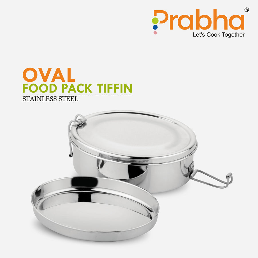 Stainless Steel Oval Food Pack Lunch Box - Prabha