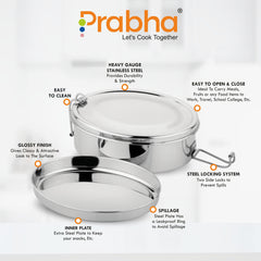 Stainless Steel Oval Food Pack Lunch Box - Prabha