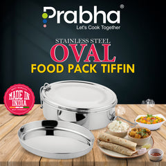 Stainless Steel Oval Food Pack Lunch Box - Prabha