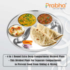 Prabha Stainless Steel Round Lunch Dinner Plate, Bhojan Thali with Round Extra Deep Compartments, Silver Color, 5 in 1 Compartment Plate, for Home, Restaurants, Canteen, Hotels, and Bhandara Also