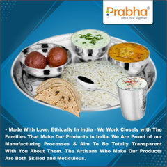 Prabha Stainless Steel Galaxy Hammered Thali Set Bhojan Thali Set of Dinner Plate, Halwa Plate, Katori Bowl, Glass, Spoon for Family Home Restaurants Hotels Event & Parties (Hammered)