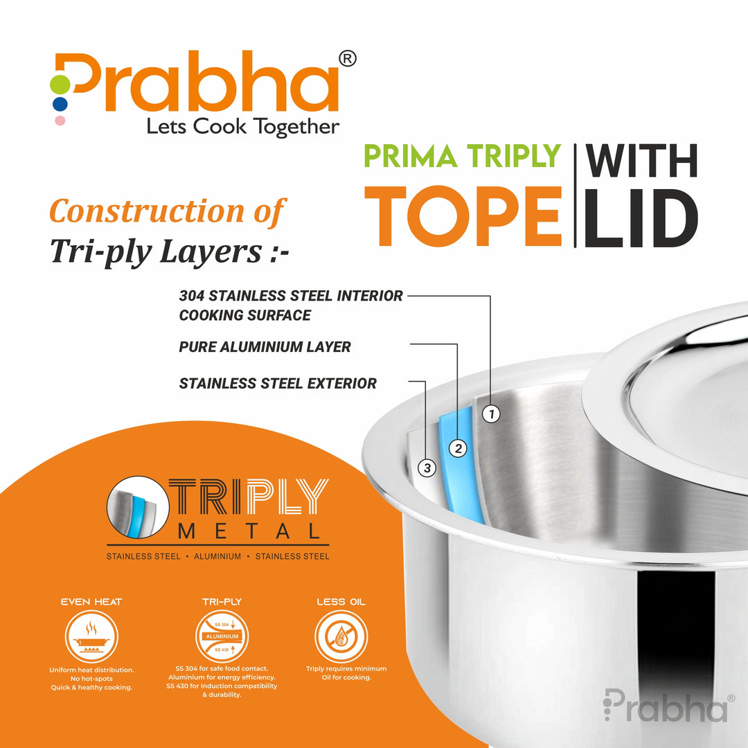 Prima Triply Tope With Lid