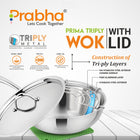 Prima Triply Wok With Lid