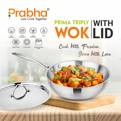 Prima Triply Wok With Lid
