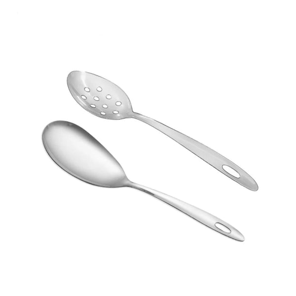 Stainless Steel Serving Spoon Set – Solid & Slotted Serving Spoons (Set of 2)