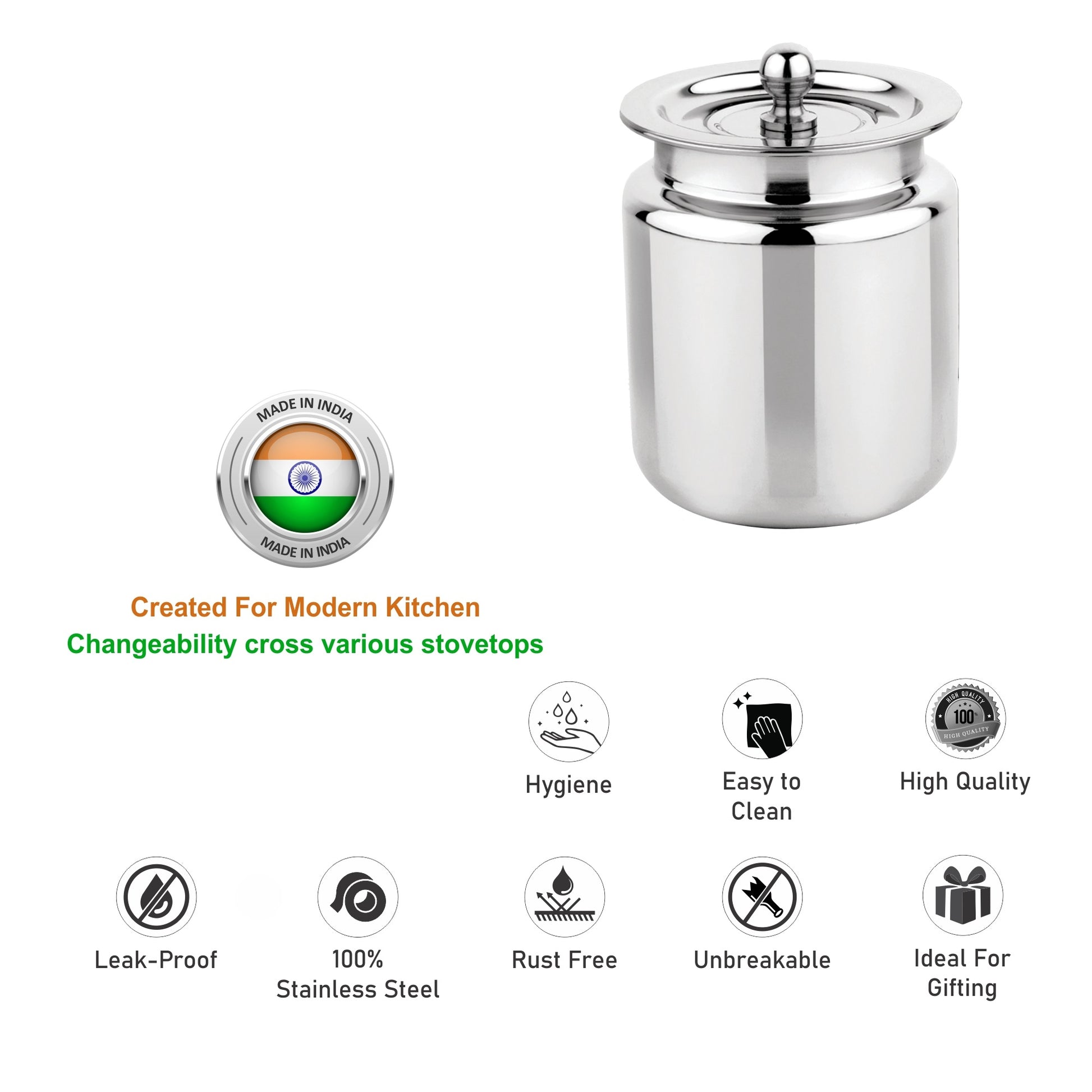Stainless Steel Stello Ghee Pot, Oil Pot, Ghee Storage Container