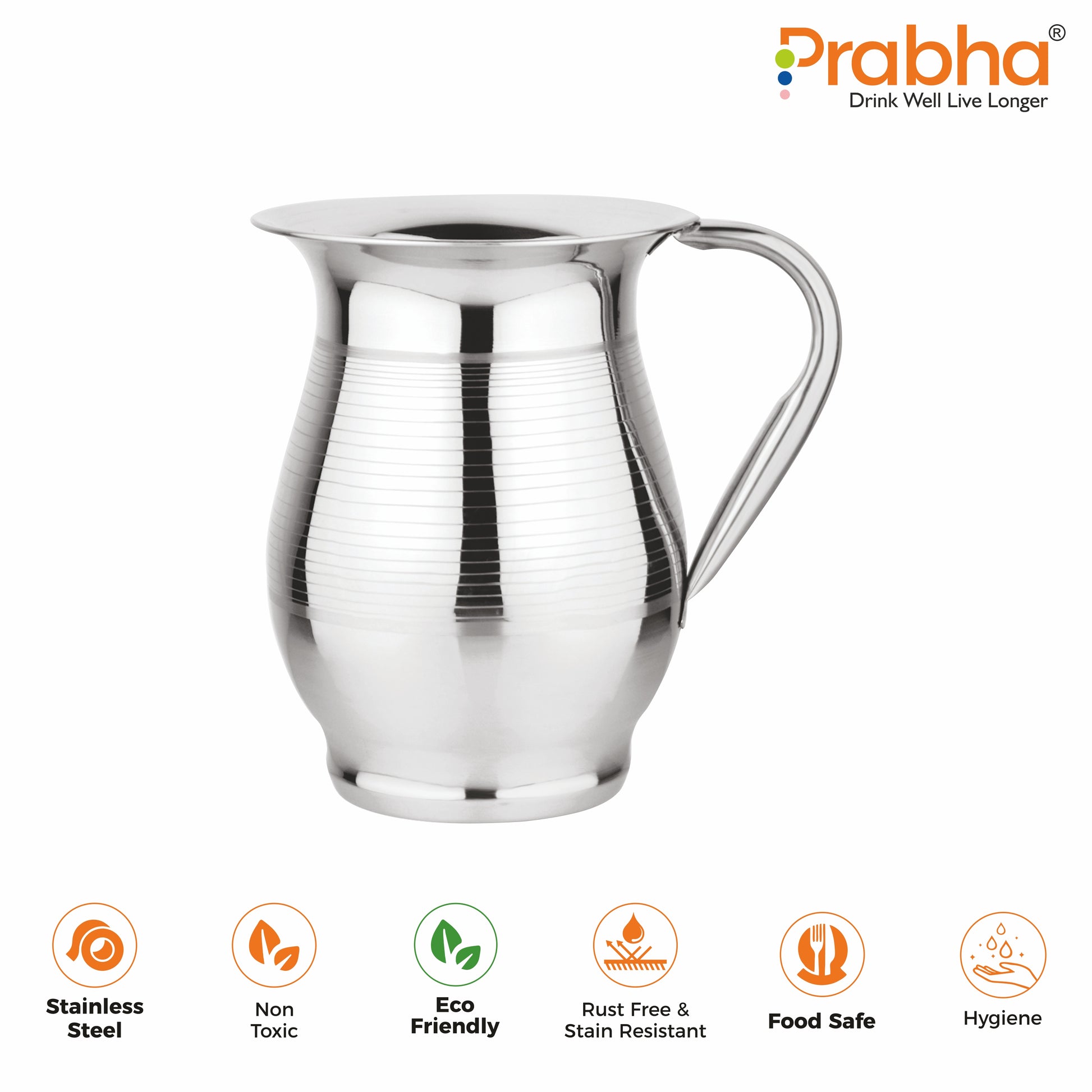 Stainless Steel Supremo Water Jug, 2000ml - Ideal for Home & Kitchen