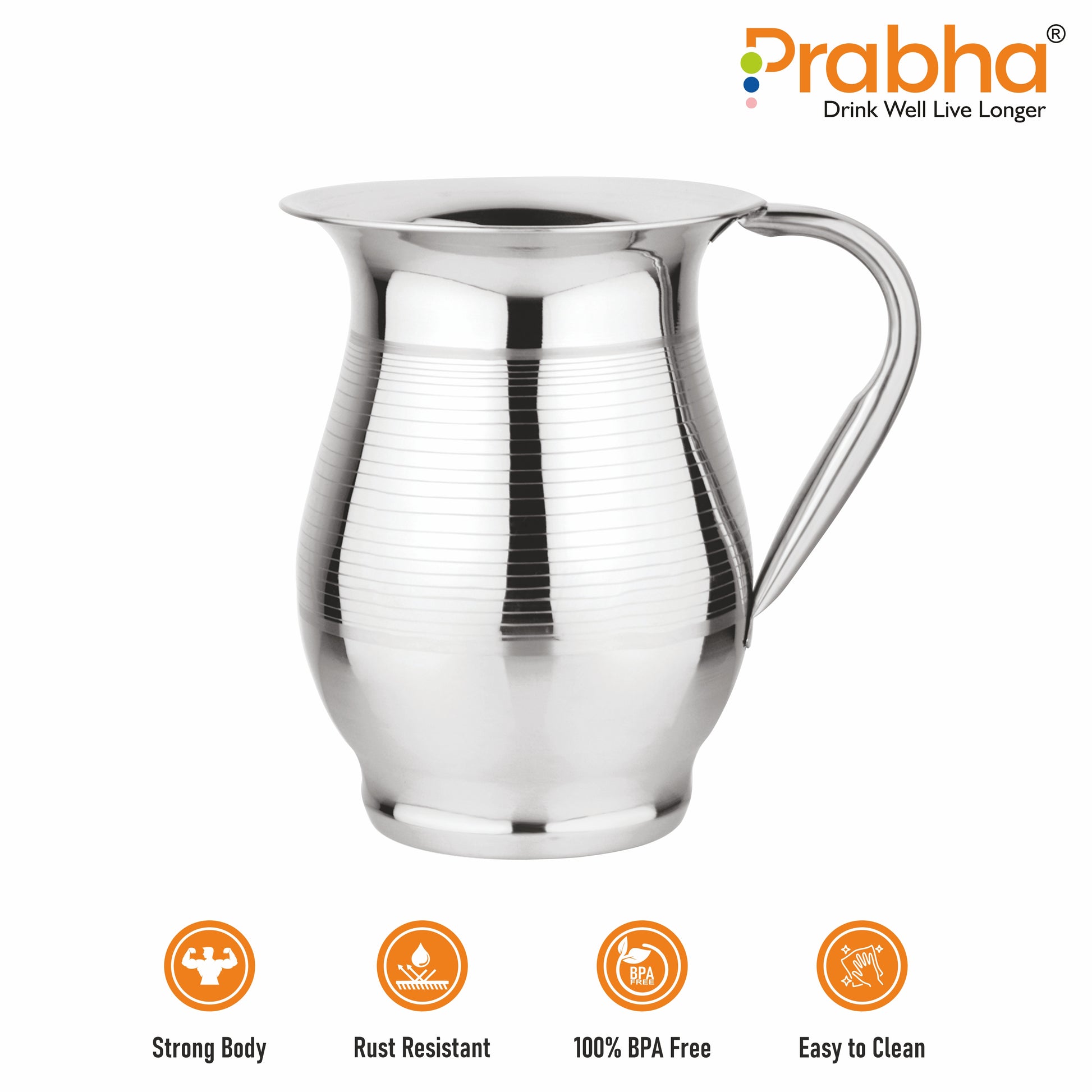 Stainless Steel Supremo Water Jug, 2000ml - Ideal for Home & Kitchen