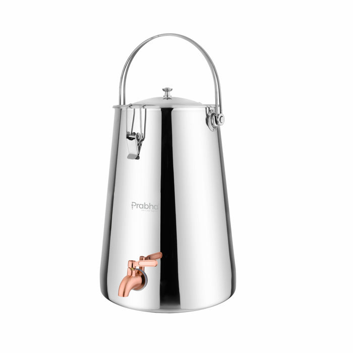 Prabha Water Container 10 Liters with Tap | Water Jug for Kitchen Storage | Stainless Steel Water Tank/Water Pot for Drinking | Handi Steel Matk Dispenser Tampered (Silver) (10 LTR)