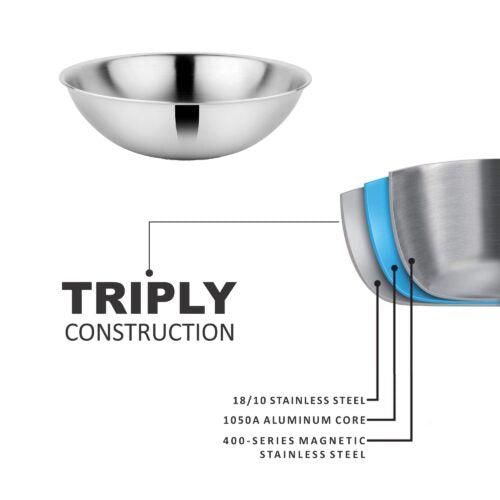 Prabha Tri-ply Stainless Steel Induction Compatible Tasra Tasla Triply Tasla Tasra Kadhai Tasla Kadhai