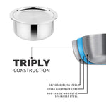 Load image into Gallery viewer, Prabha Tri-ply Stainless Steel Induction Compatible Tope Pot Milk Pot Pots Pan Pot Triply Milk Pot Tope with Steel Lid
